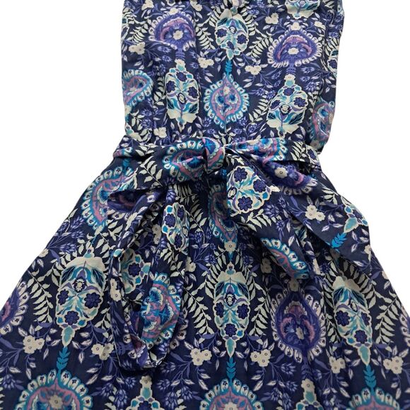 Talbots‎ Dress Women's 8 Blue Maxi Floret Medallion Sleeveless Floral Tie Boho - Picture 7 of 13